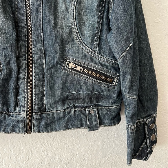 dELiA*s Dark Wash Denim Cropped Jean Jacket Size Large - Picture 4 of 6